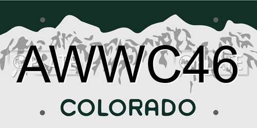 AWWC46 Colorado License Plate