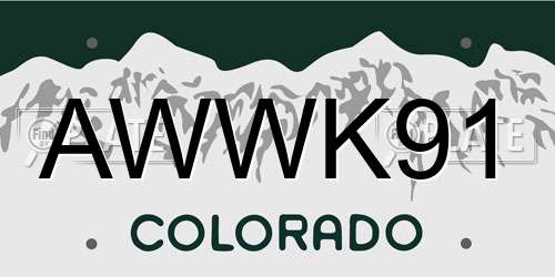 AWWK91 Colorado License Plate