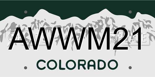 AWWM21 Colorado License Plate