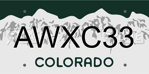 AWXC33 Colorado License Plate