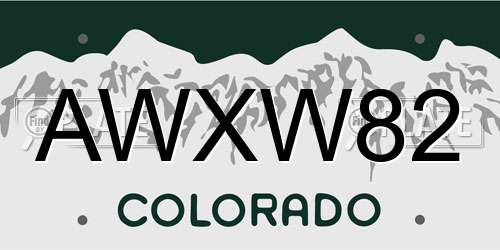 AWXW82 Colorado License Plate