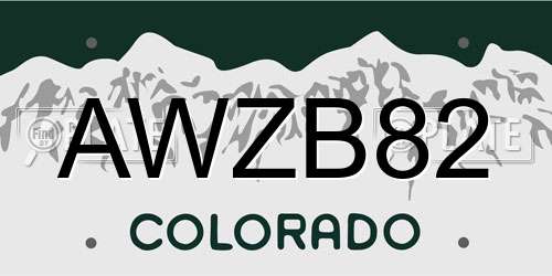 AWZB82 Colorado License Plate