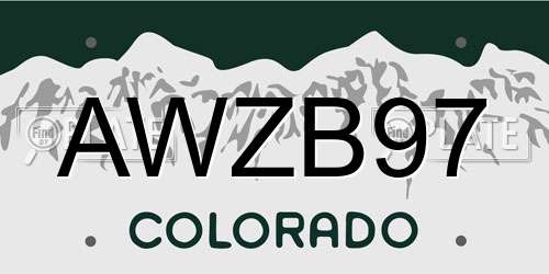 AWZB97 Colorado License Plate