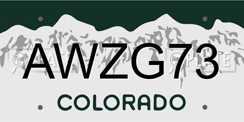 AWZG73 Colorado License Plate