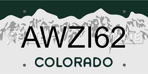 AWZI62 Colorado License Plate