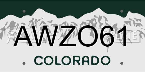 AWZO61 Colorado License Plate