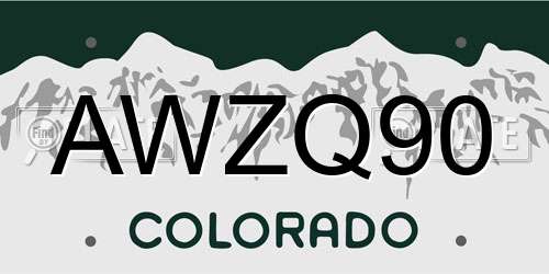 AWZQ90 Colorado License Plate