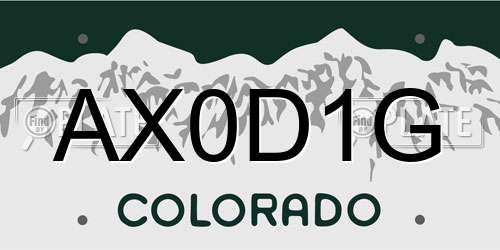 AX0D1G Colorado License Plate