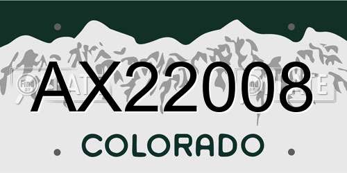 AX22008 Colorado License Plate