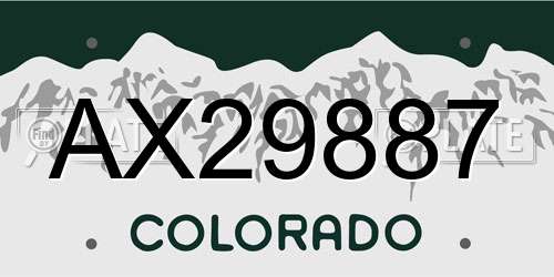 AX29887 Colorado License Plate