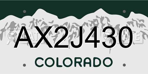 AX2J430 Colorado License Plate