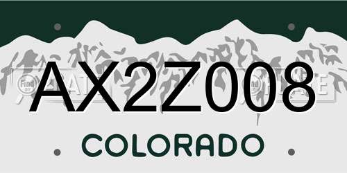 AX2Z008 Colorado License Plate