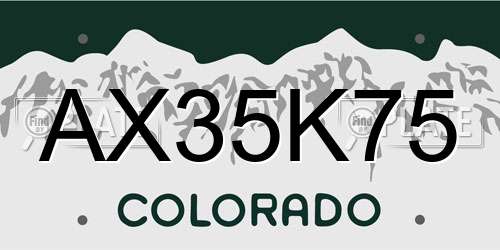 AX35K75 Colorado License Plate