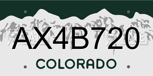 AX4B720 Colorado License Plate