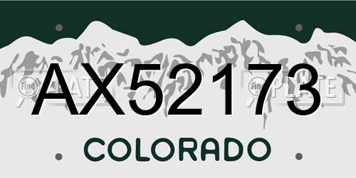 AX52173 Colorado License Plate