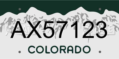 AX57123 Colorado License Plate