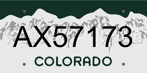 AX57173 Colorado License Plate