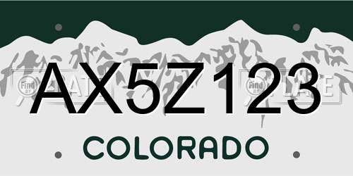 AX5Z123 Colorado License Plate
