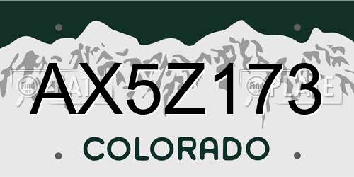 AX5Z173 Colorado License Plate