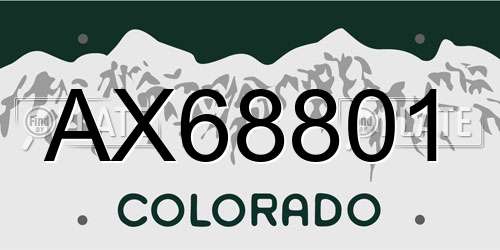 AX68801 Colorado License Plate