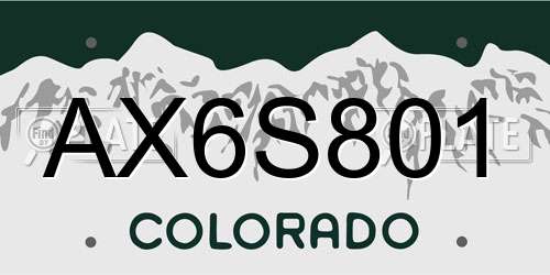 AX6S801 Colorado License Plate
