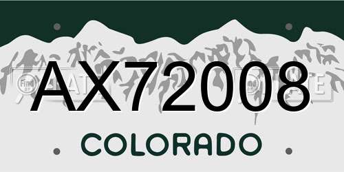 AX72008 Colorado License Plate