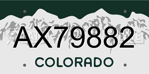 AX79882 Colorado License Plate