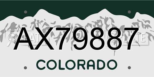 AX79887 Colorado License Plate