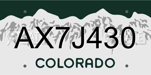 AX7J430 Colorado License Plate