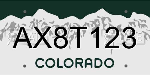 AX8T123 Colorado License Plate