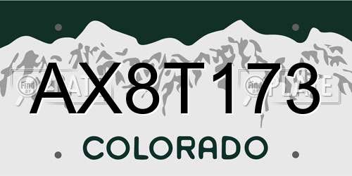 AX8T173 Colorado License Plate