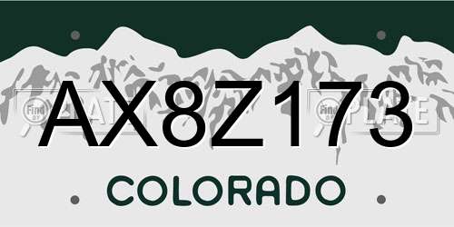 AX8Z173 Colorado License Plate