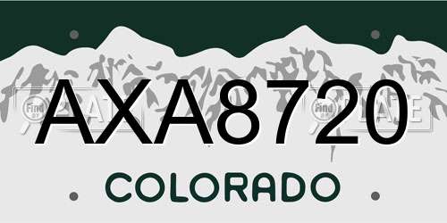 AXA8720 Colorado License Plate