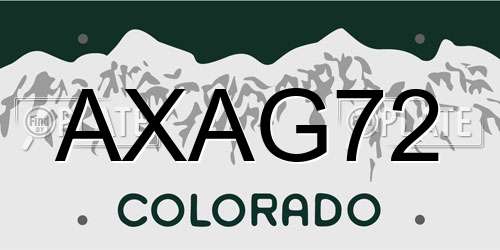 AXAG72 Colorado License Plate