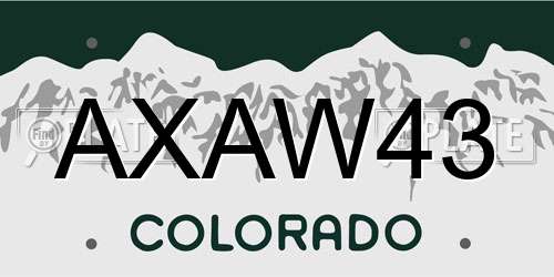 AXAW43 Colorado License Plate