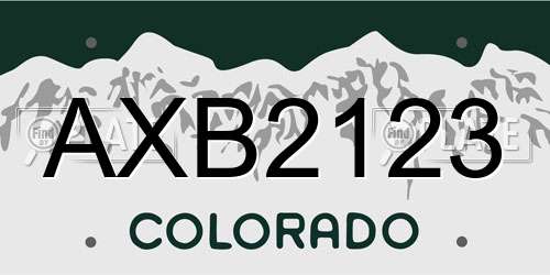 AXB2123 Colorado License Plate