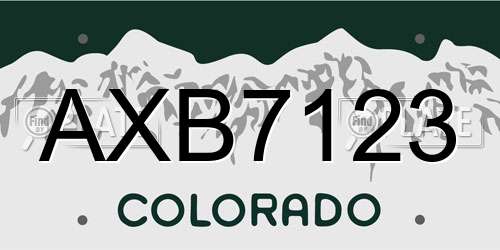 AXB7123 Colorado License Plate