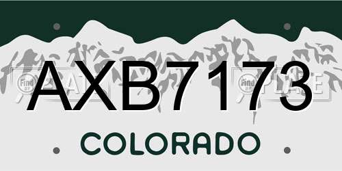 AXB7173 Colorado License Plate