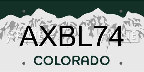 AXBL74 Colorado License Plate