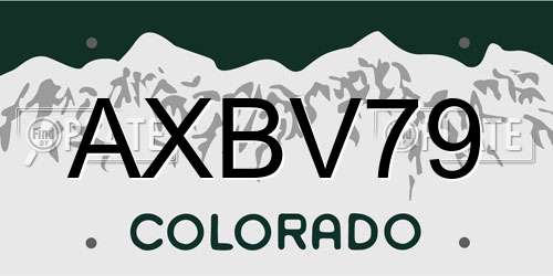 AXBV79 Colorado License Plate