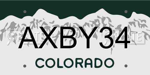 AXBY34 Colorado License Plate