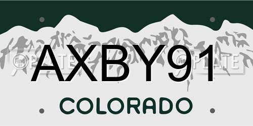 AXBY91 Colorado License Plate