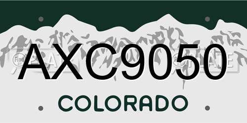 AXC9050 Colorado License Plate