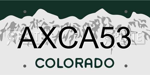 AXCA53 Colorado License Plate