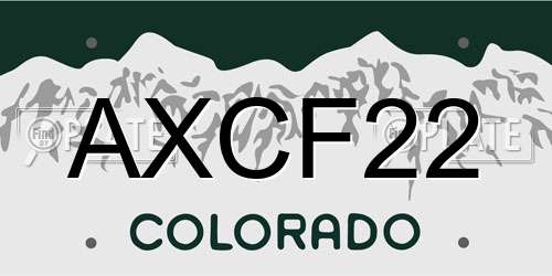 AXCF22 Colorado License Plate