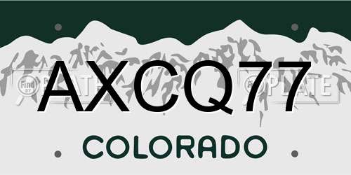 AXCQ77 Colorado License Plate
