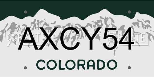 AXCY54 Colorado License Plate