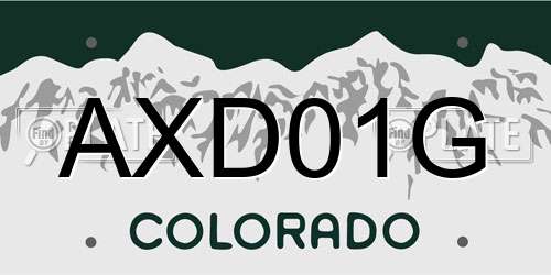 AXD01G Colorado License Plate