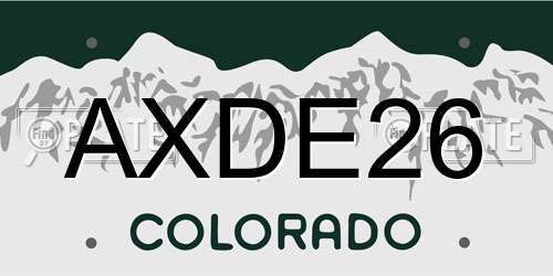 AXDE26 Colorado License Plate
