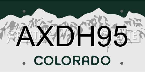 AXDH95 Colorado License Plate
